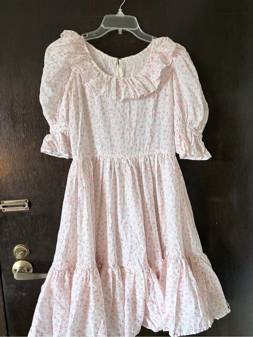 Vintage pink floral prairie cottagecore girls dress